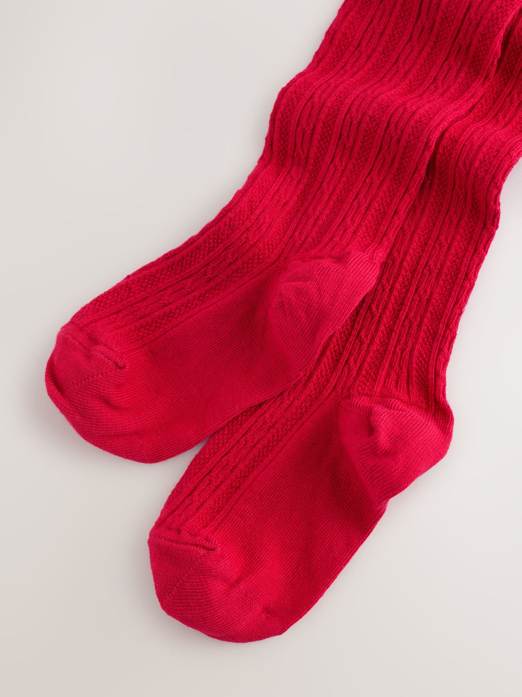 Red Regular Length Cotton Rich Cable Tights image 3
