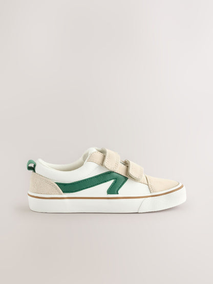 White/Green Wide Fit (G) Touch Fastening Trainers image 2