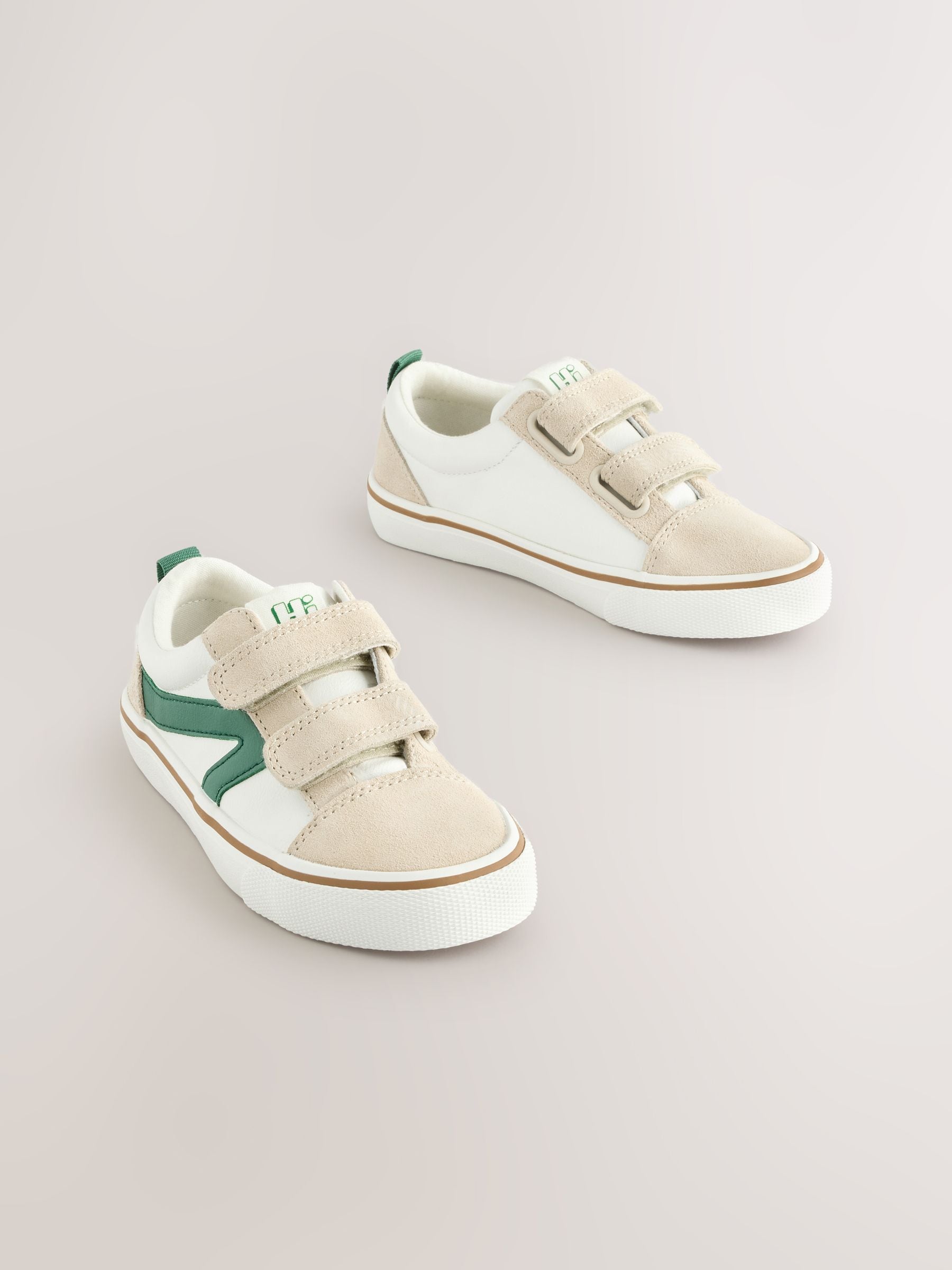White/Green Wide Fit (G) Touch Fastening Trainers image 1