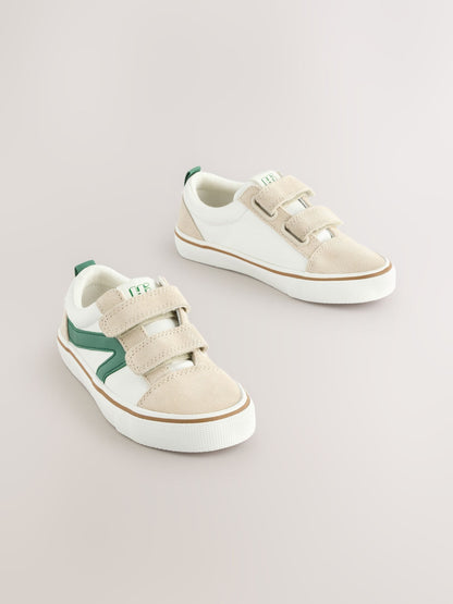 White/Green Wide Fit (G) Touch Fastening Trainers image 1