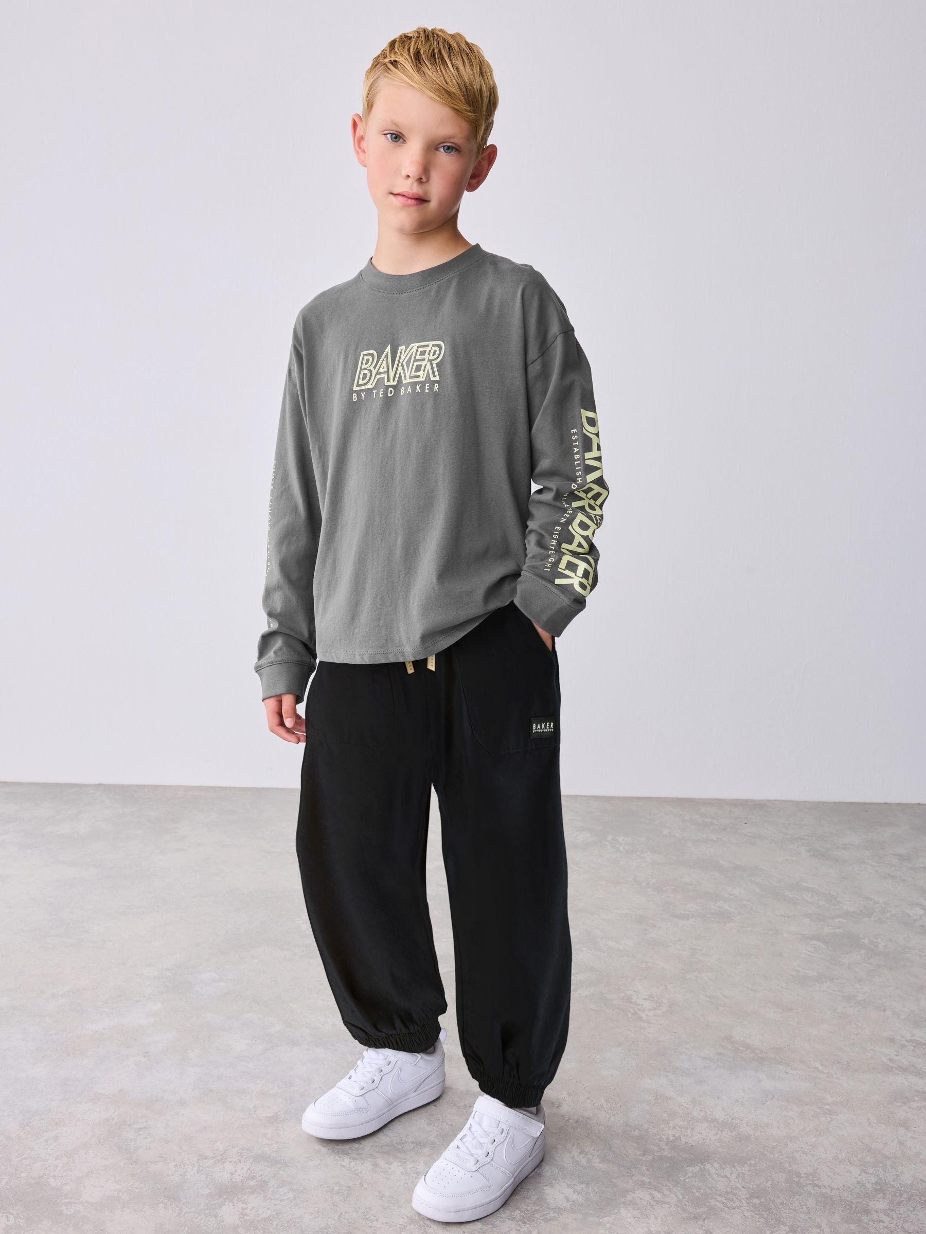 Baker by Ted Baker Multi Long Sleeve T-Shirt and Cargo Trousers Set image 1