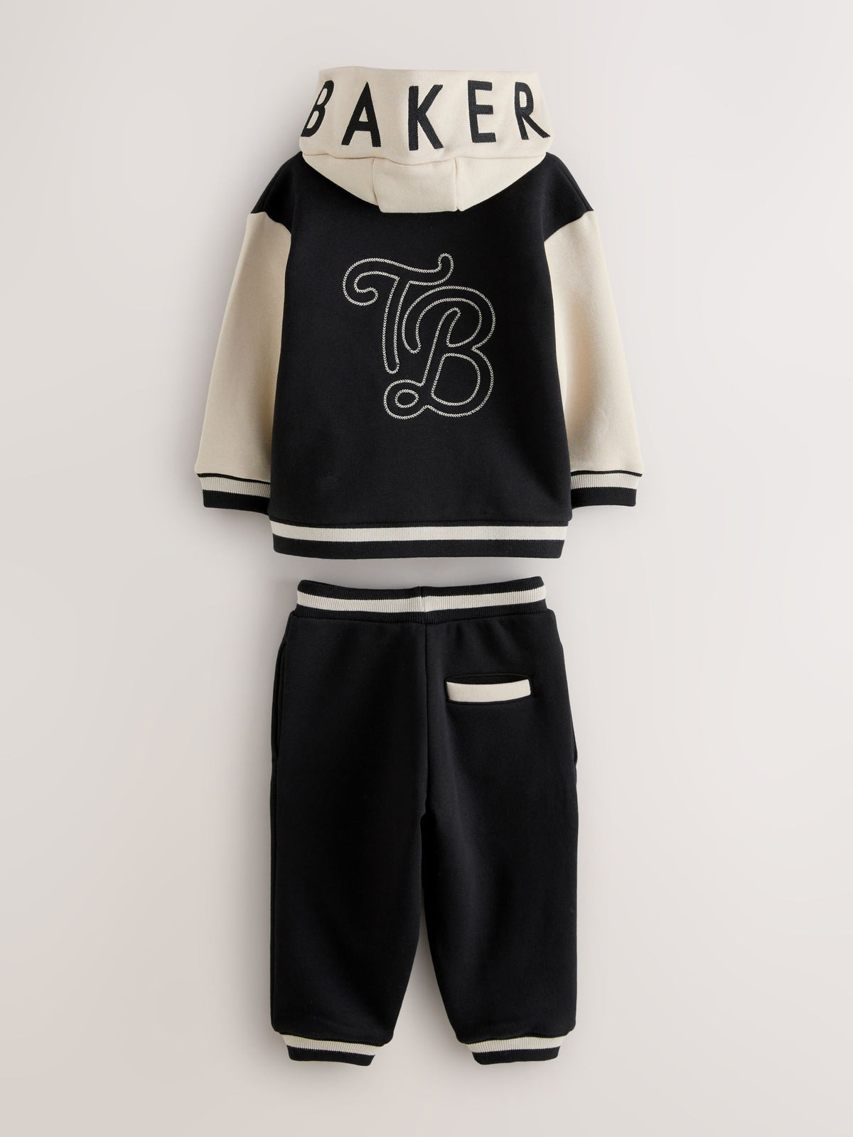 Dsiney Kidz - Baker by Ted Baker Black/Ecru 3 Piece Varsity Hoodie T-Shirt and Joggers Set image 10