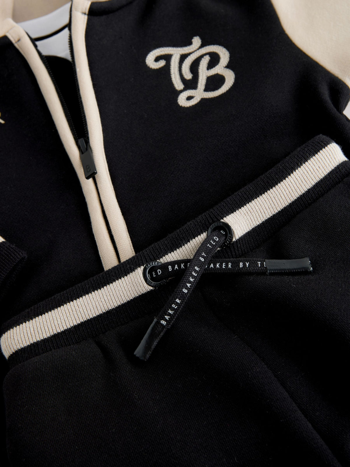 Dsiney Kidz - Baker by Ted Baker Black/Ecru 3 Piece Varsity Hoodie T-Shirt and Joggers Set image 12