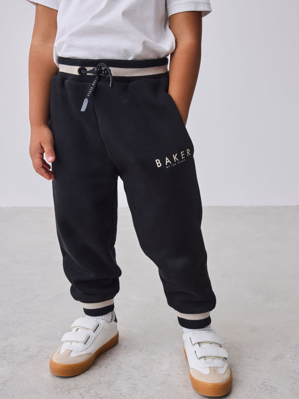Dsiney Kidz - Baker by Ted Baker Black/Ecru 3 Piece Varsity Hoodie T-Shirt and Joggers Set image 5