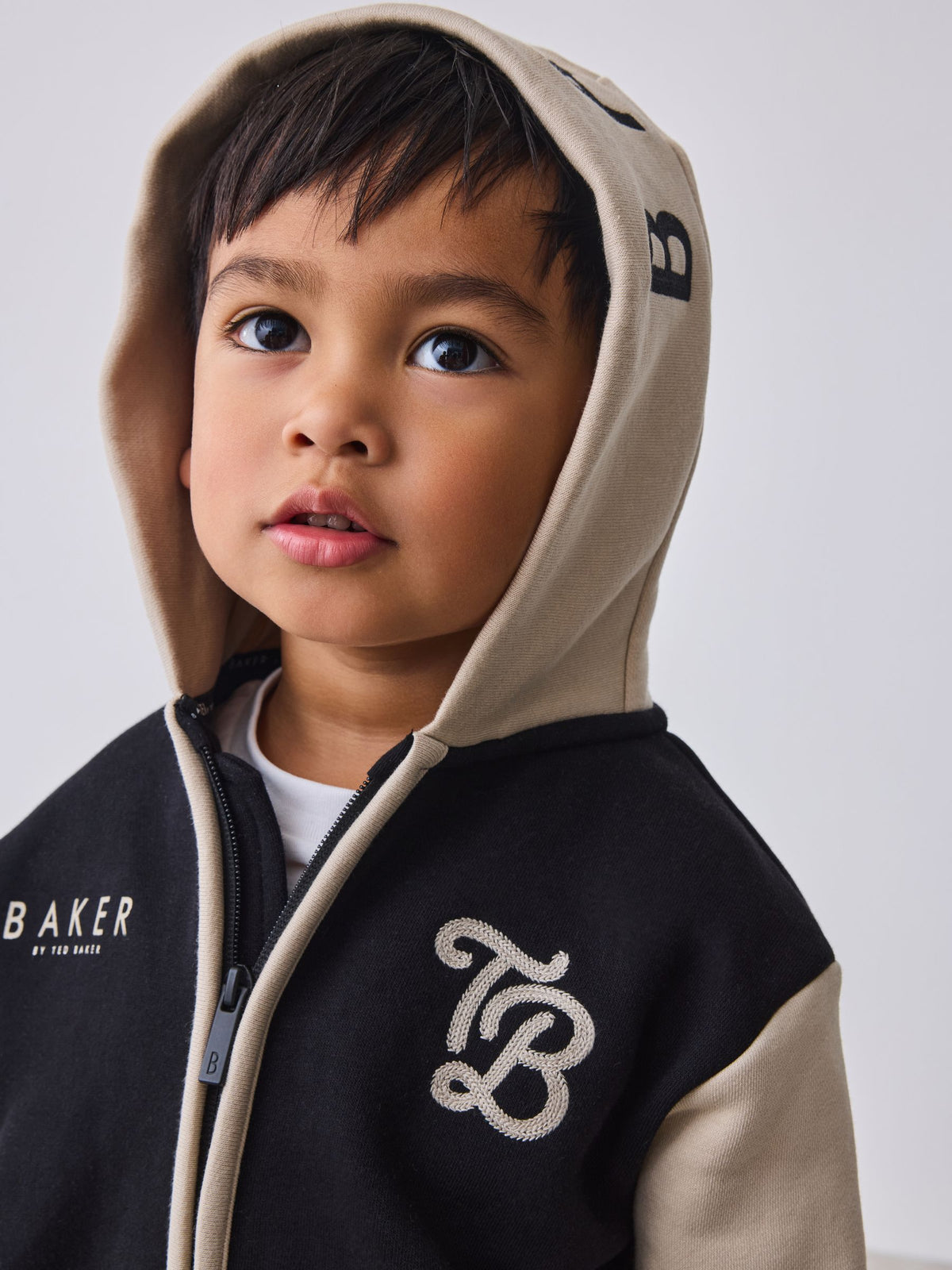 Dsiney Kidz - Baker by Ted Baker Black/Ecru 3 Piece Varsity Hoodie T-Shirt and Joggers Set image 8