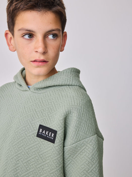 Baker by Ted Baker Green Oversized Textured Hoodie image 1