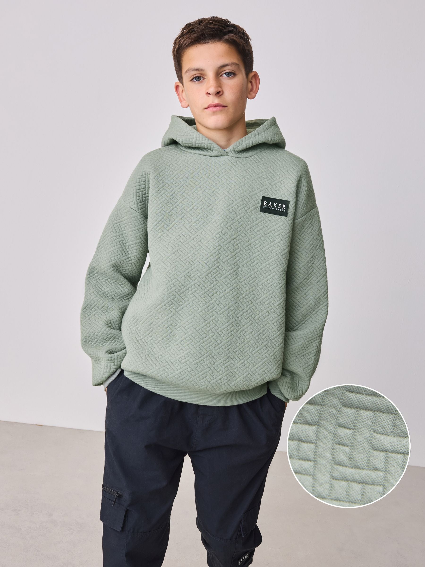 Baker by Ted Baker Green Oversized Textured Hoodie image 2