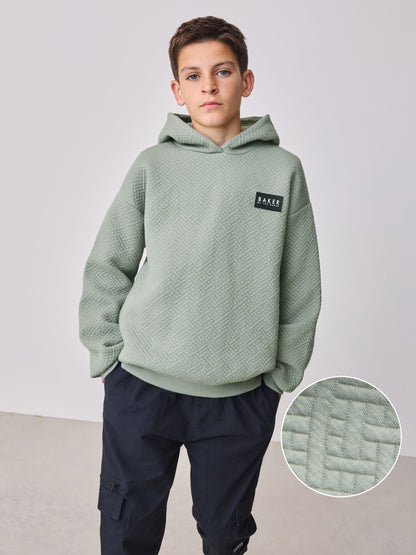 Baker by Ted Baker Green Oversized Textured Hoodie image 2