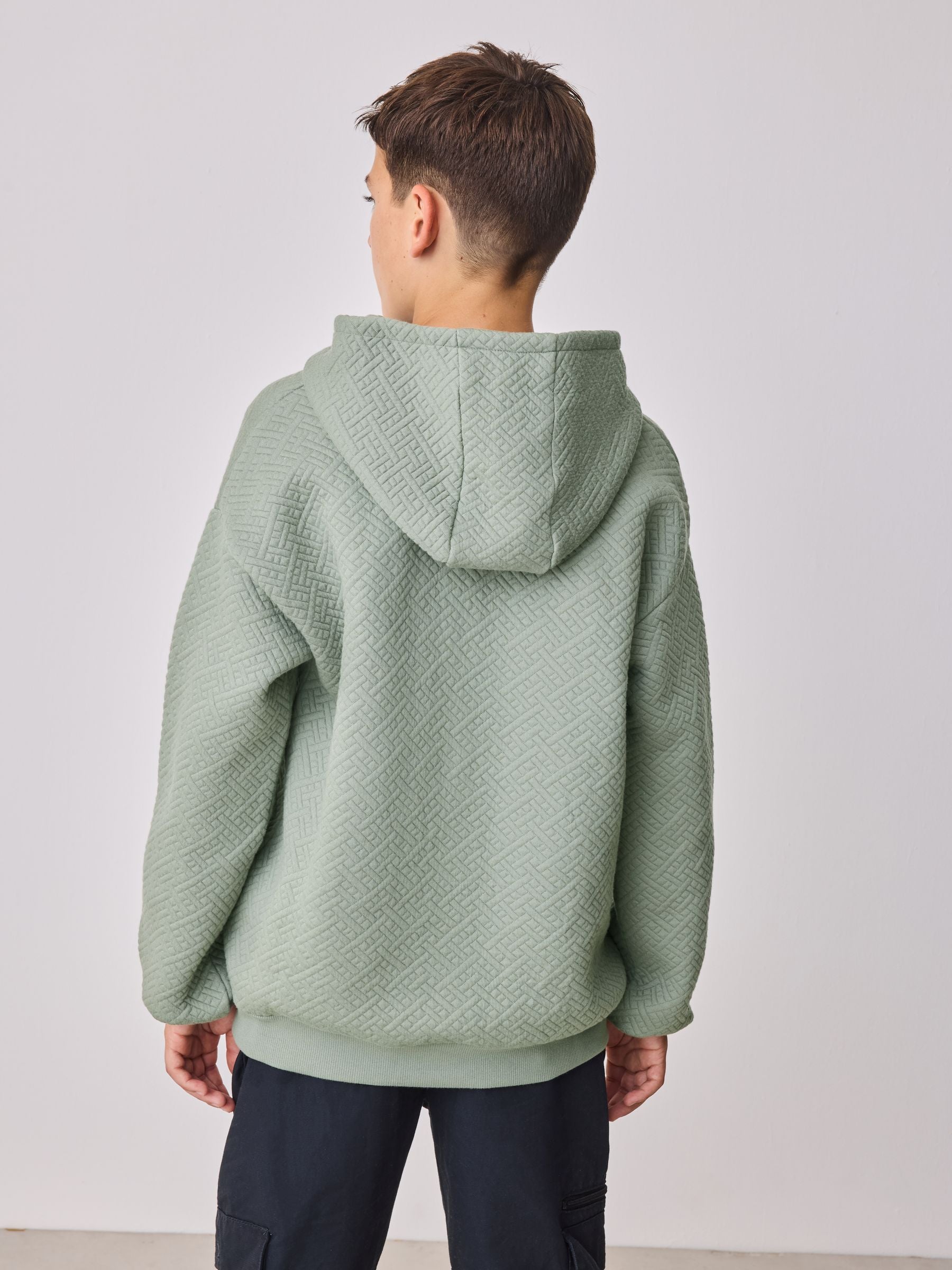 Baker by Ted Baker Green Oversized Textured Hoodie image 4