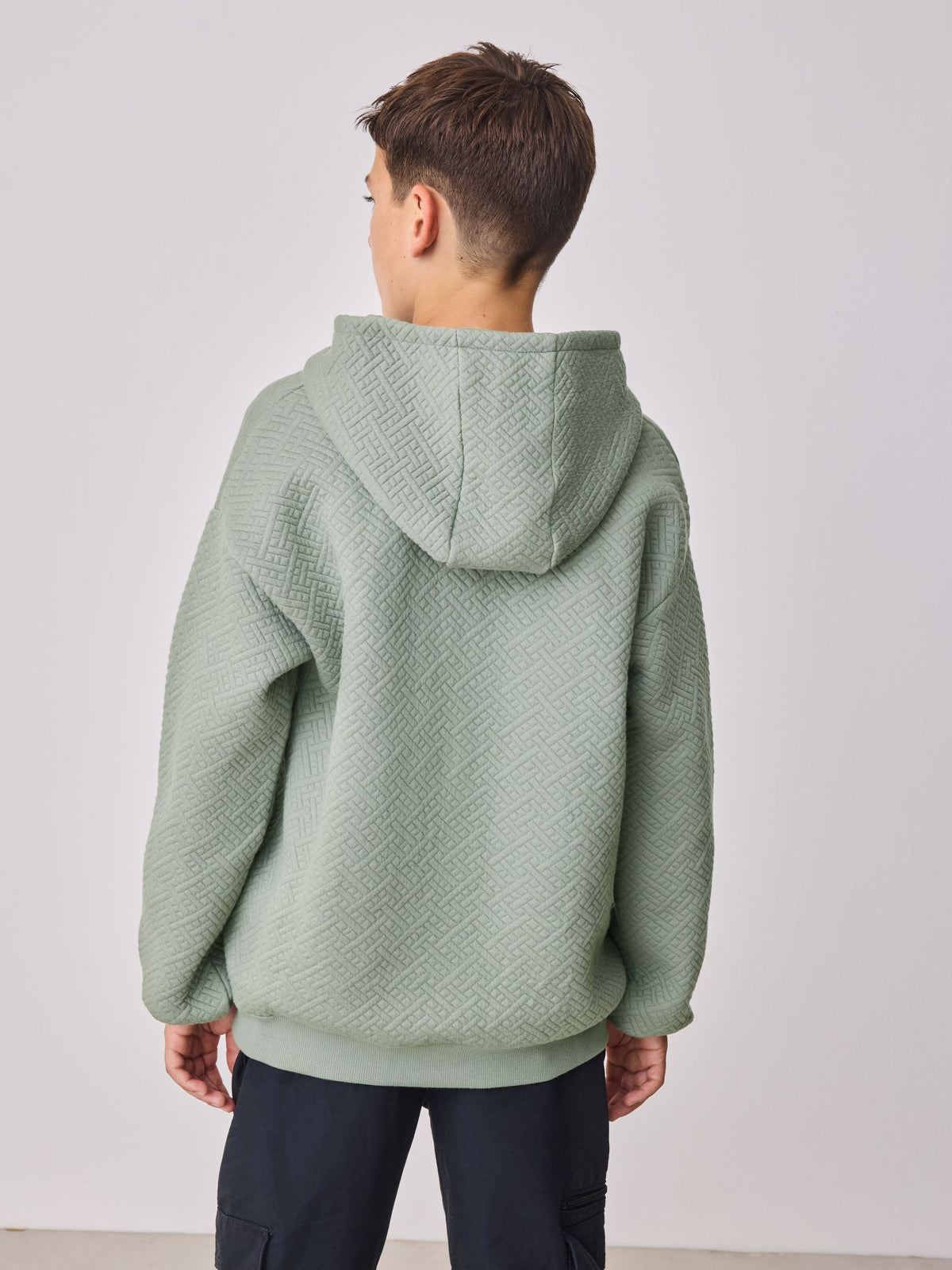 Baker by Ted Baker Green Oversized Textured Hoodie image 4