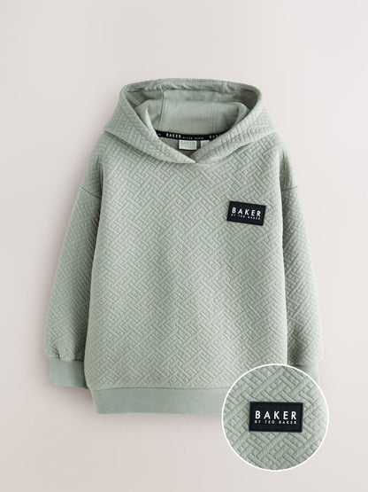 Baker by Ted Baker Green Oversized Textured Hoodie image 5