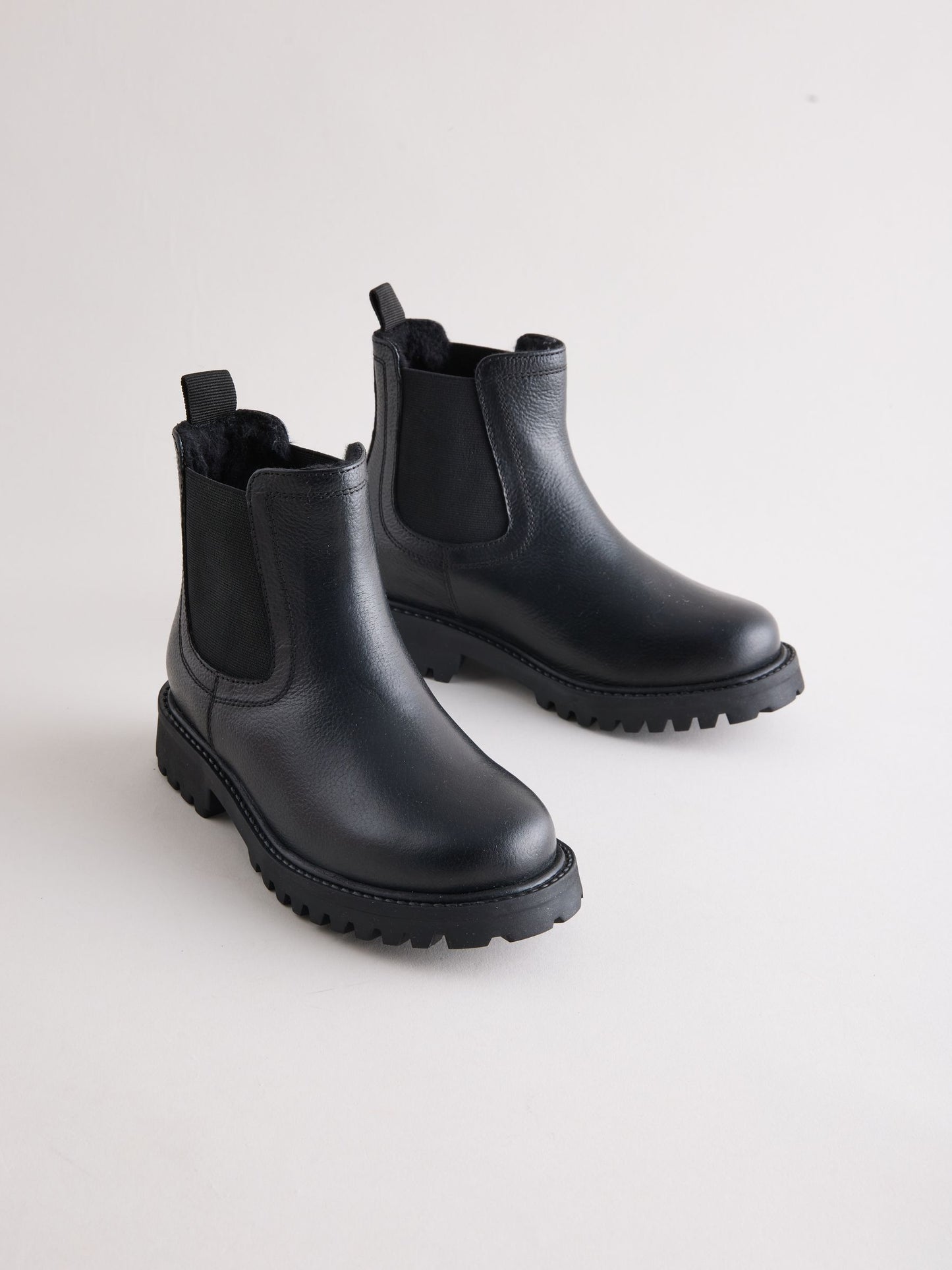 Black Standard Fit (F) Leather Warm Lined Chelsea Boots image 1