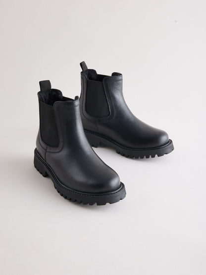 Black Standard Fit (F) Leather Warm Lined Chelsea Boots image 1