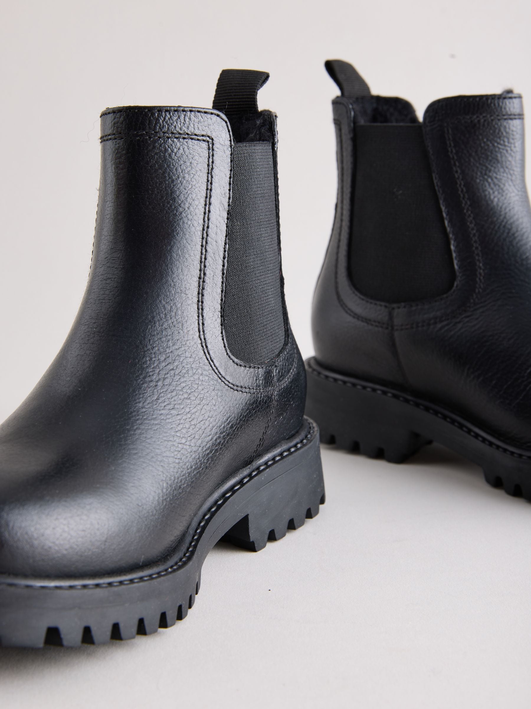 Black Standard Fit (F) Leather Warm Lined Chelsea Boots image 3