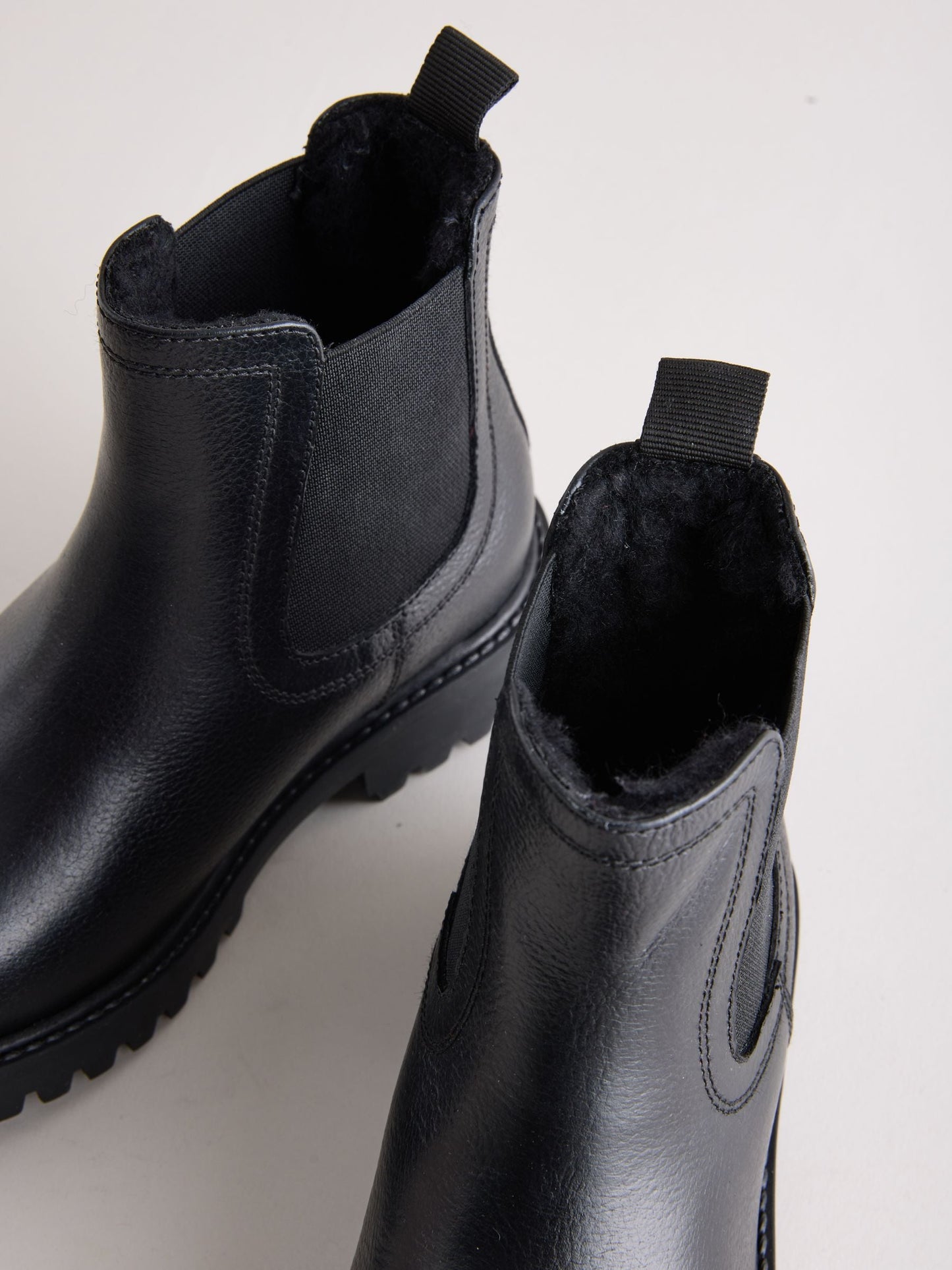 Black Standard Fit (F) Leather Warm Lined Chelsea Boots image 4