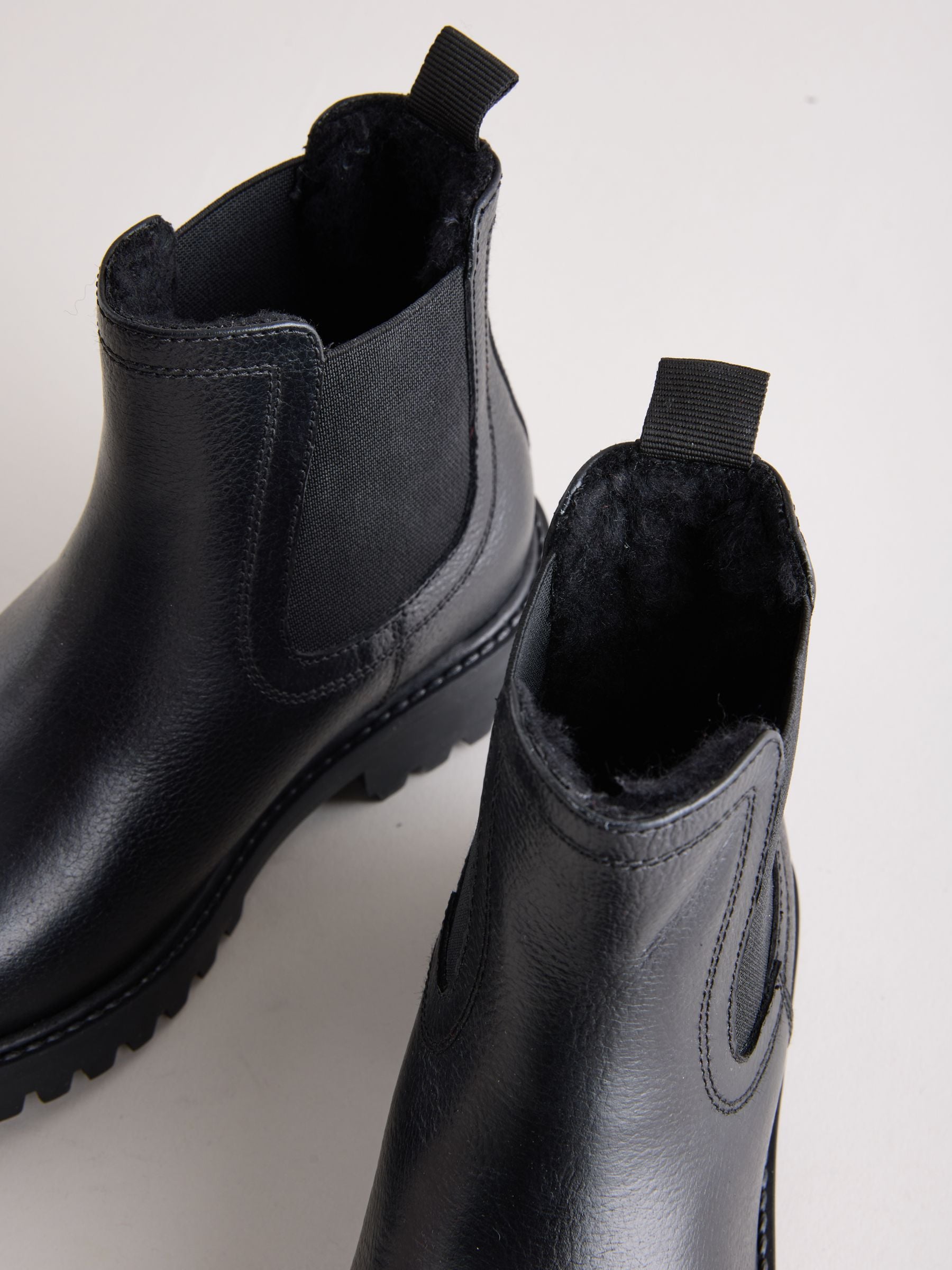 Black Standard Fit (F) Leather Warm Lined Chelsea Boots image 4