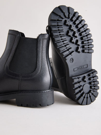 Black Standard Fit (F) Leather Warm Lined Chelsea Boots image 5