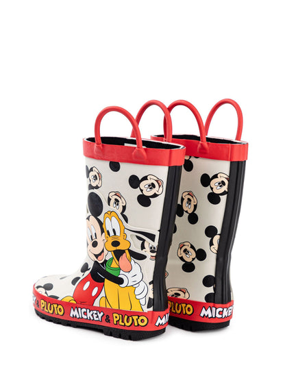 Vanilla Underground White Mickey & Pluto Boys Wellies with Handles image 3