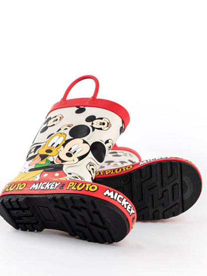 Vanilla Underground White Mickey & Pluto Boys Wellies with Handles image 4