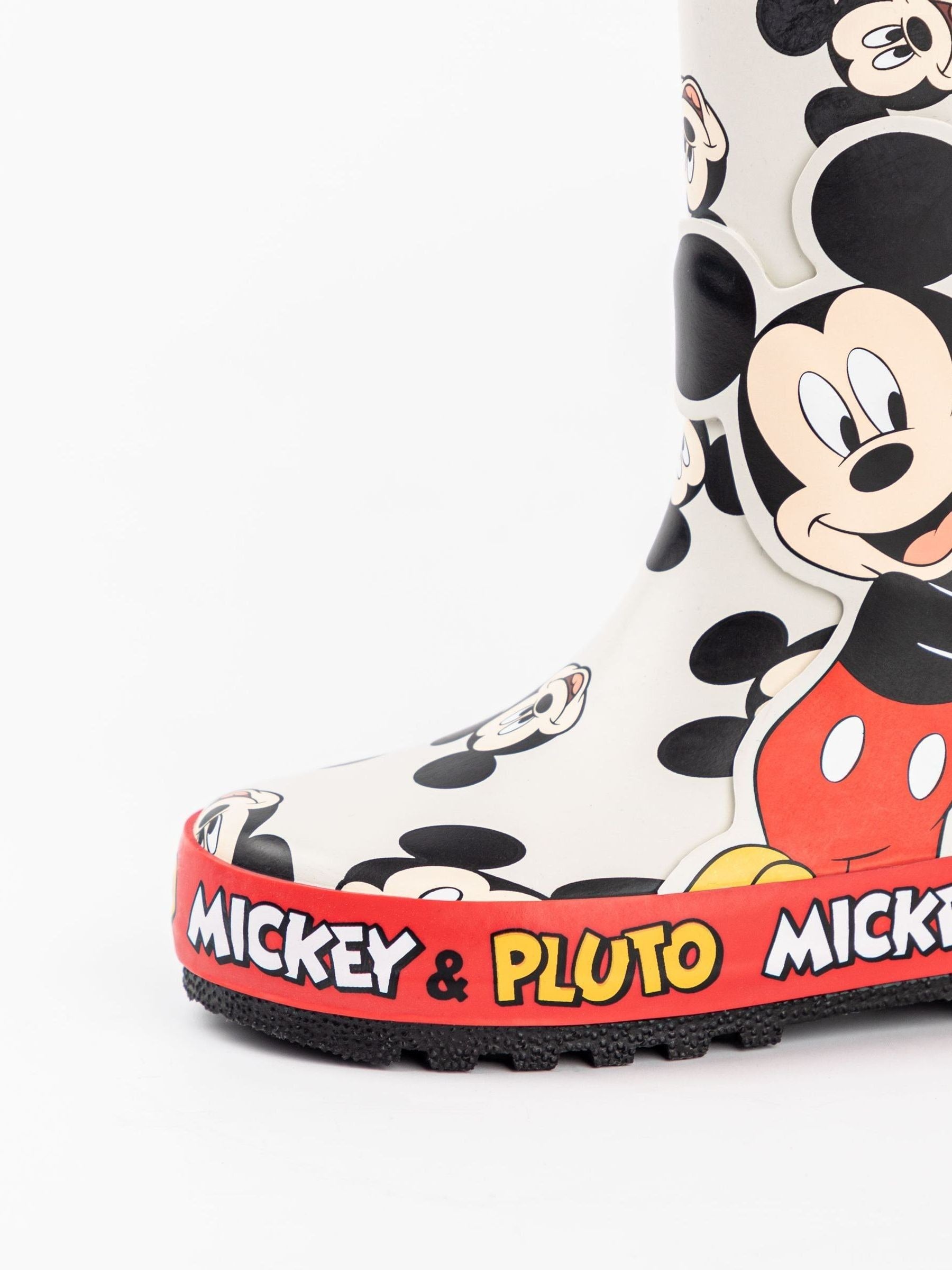 Vanilla Underground White Mickey & Pluto Boys Wellies with Handles image 6