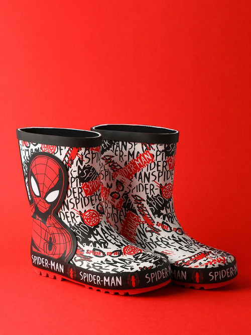 Vanilla Underground Red Spiderman Boys Wellies with Handles image 1