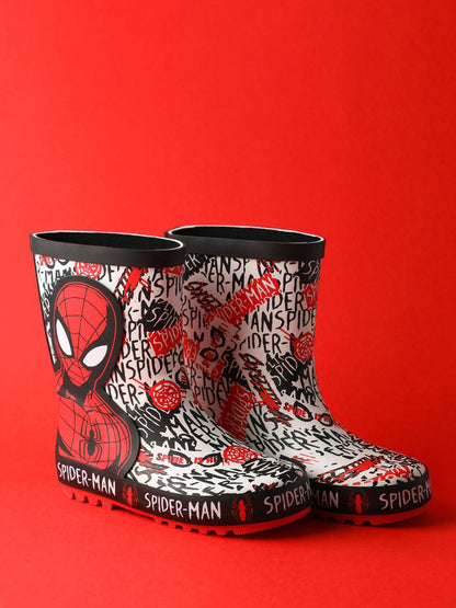 Vanilla Underground Red Spiderman Boys Wellies with Handles image 1