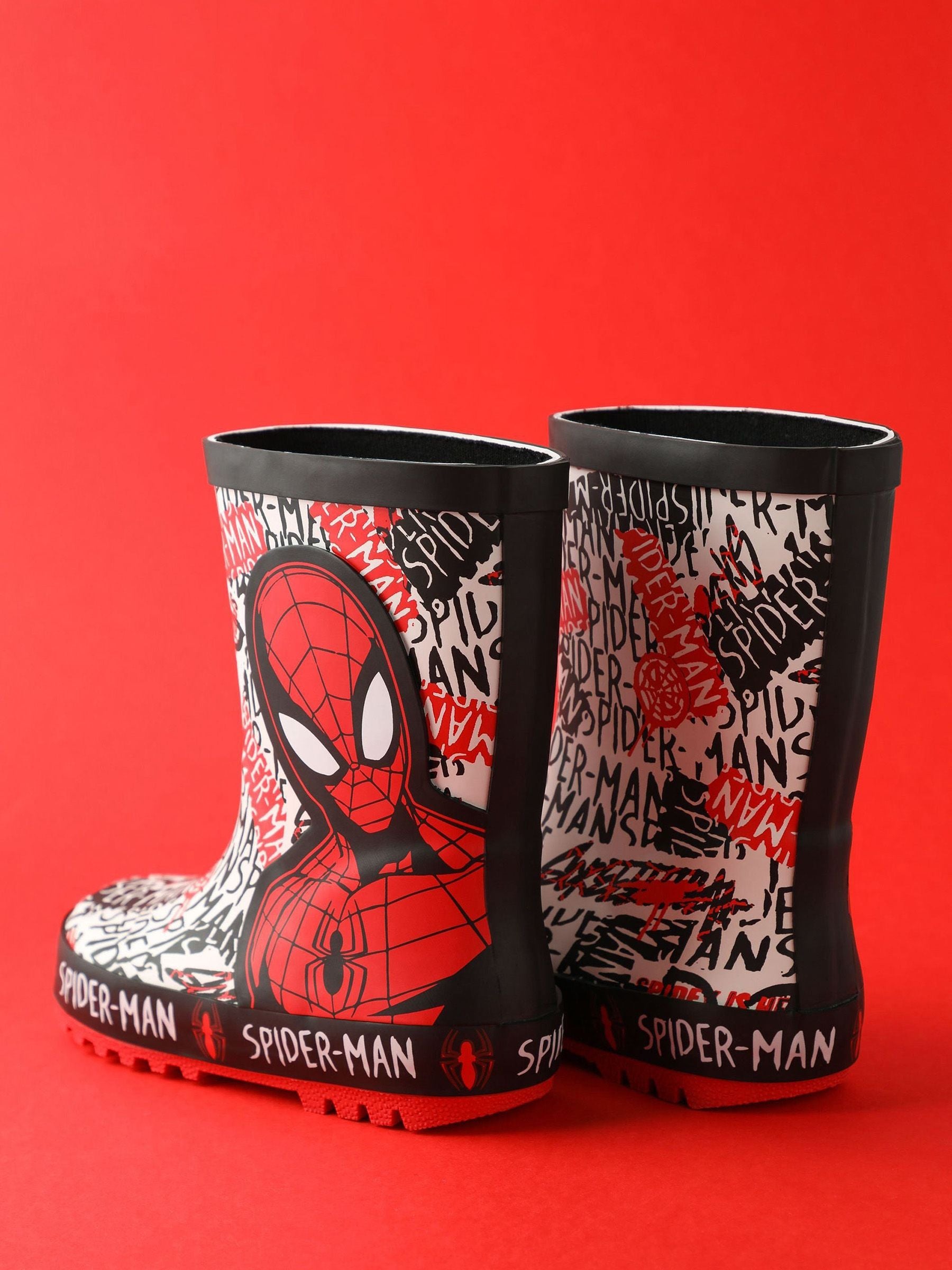 Vanilla Underground Red Spiderman Boys Wellies with Handles image 2