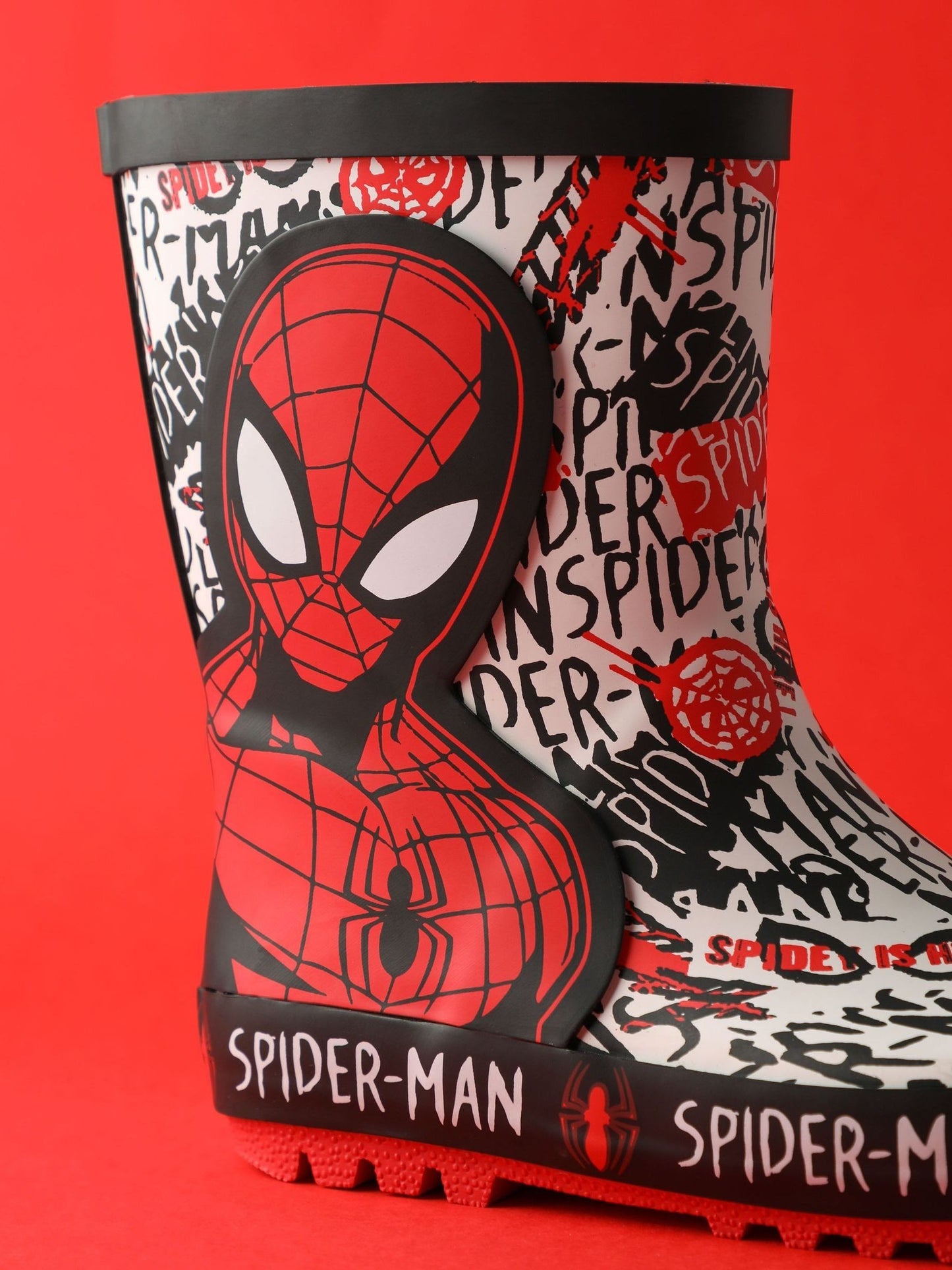 Vanilla Underground Red Spiderman Boys Wellies with Handles image 3