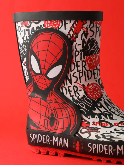 Vanilla Underground Red Spiderman Boys Wellies with Handles image 3