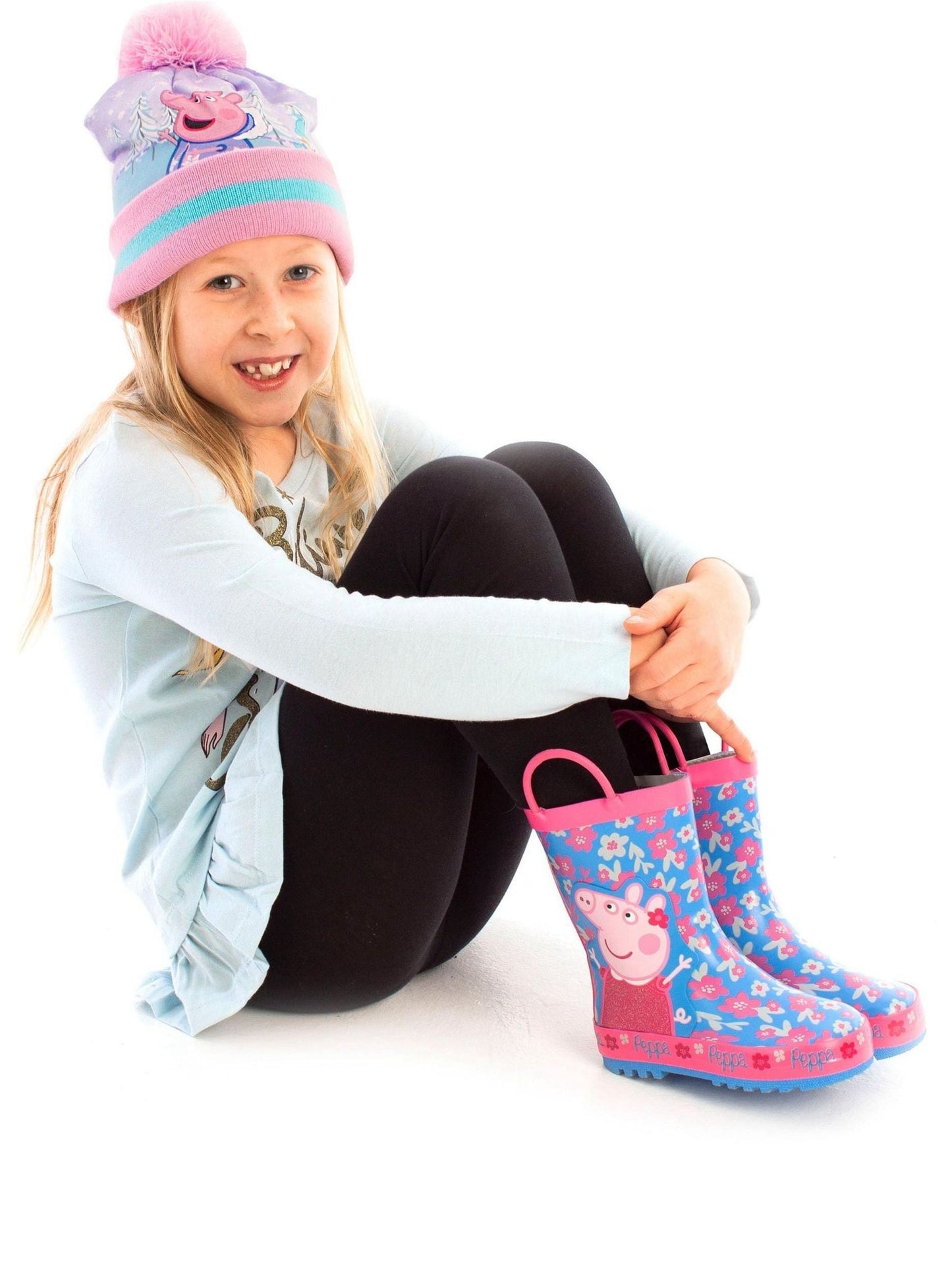 Vanilla Underground Blue Peppa Pig Kids Wellies with Handles image 6