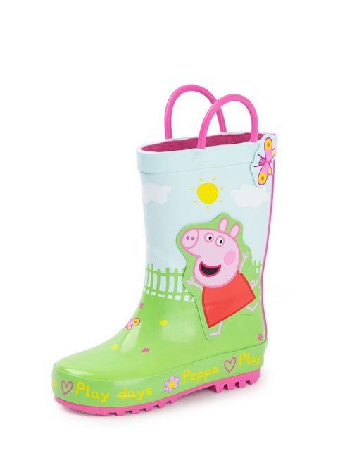 Vanilla Underground Green Peppa Pig Kids Wellies with Handles image 1