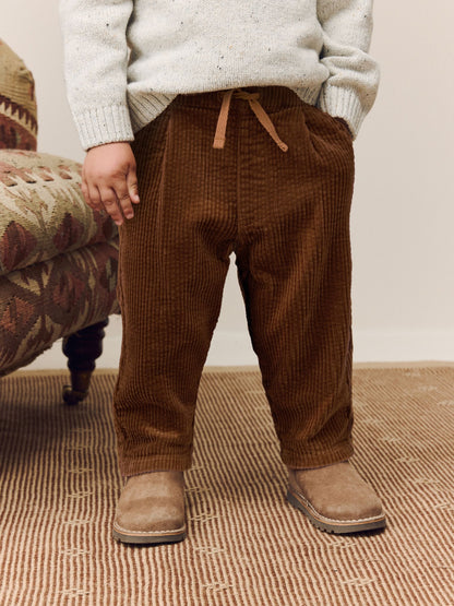 Tan Brown Textured Corduroy Pull On Trousers (3mths-7yrs) image 1