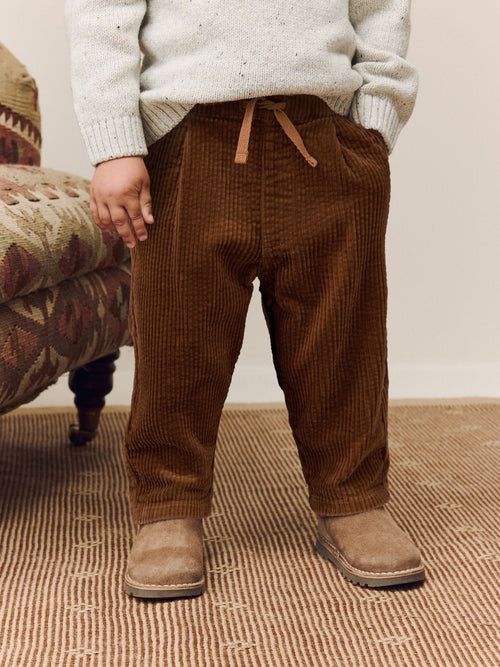 Tan Brown Textured Corduroy Pull On Trousers (3mths-7yrs) image 1