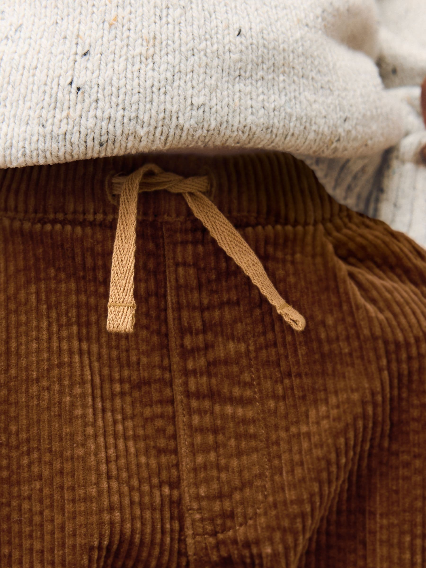 Tan Brown Textured Corduroy Pull On Trousers (3mths-7yrs) image 4