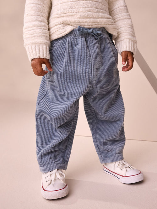 Light Blue Textured Corduroy Pull On Trousers (3mths-7yrs) image 1