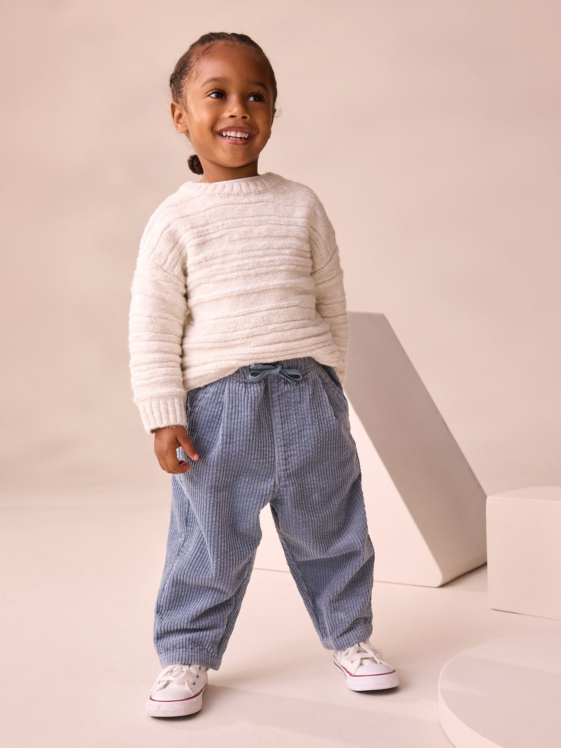 Light Blue Textured Corduroy Pull On Trousers (3mths-7yrs) image 3