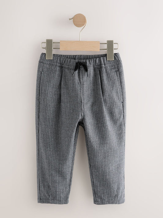 Black/White Grid Check Pull On Smart Trousers (3mths-7yrs) image 1