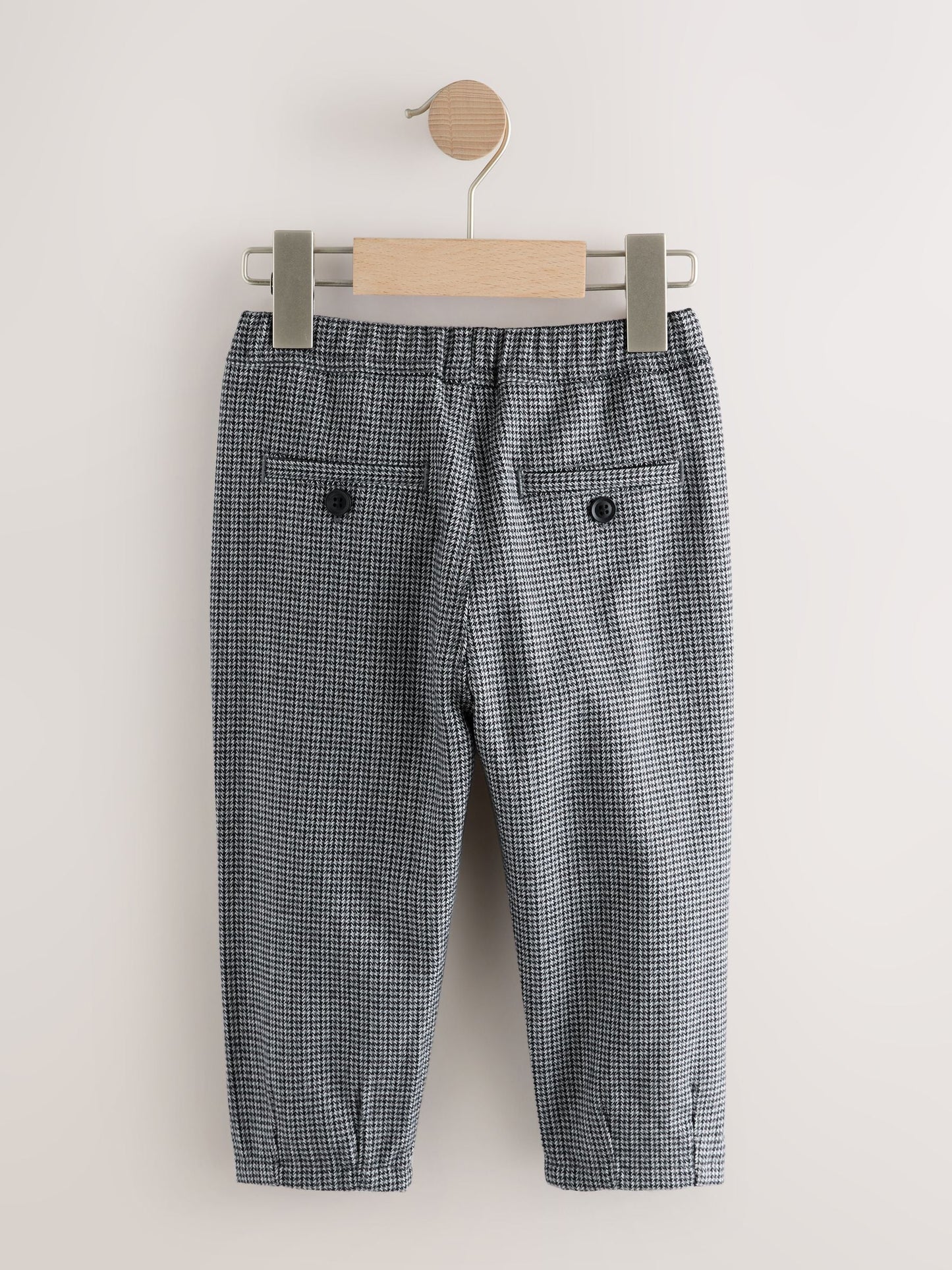 Black/White Grid Check Pull On Smart Trousers (3mths-7yrs) image 2