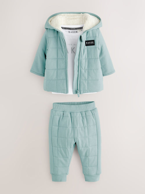 Baker by Ted Baker Quilted Jacket T-Shirt and Trousers 3 Piece Set image 1