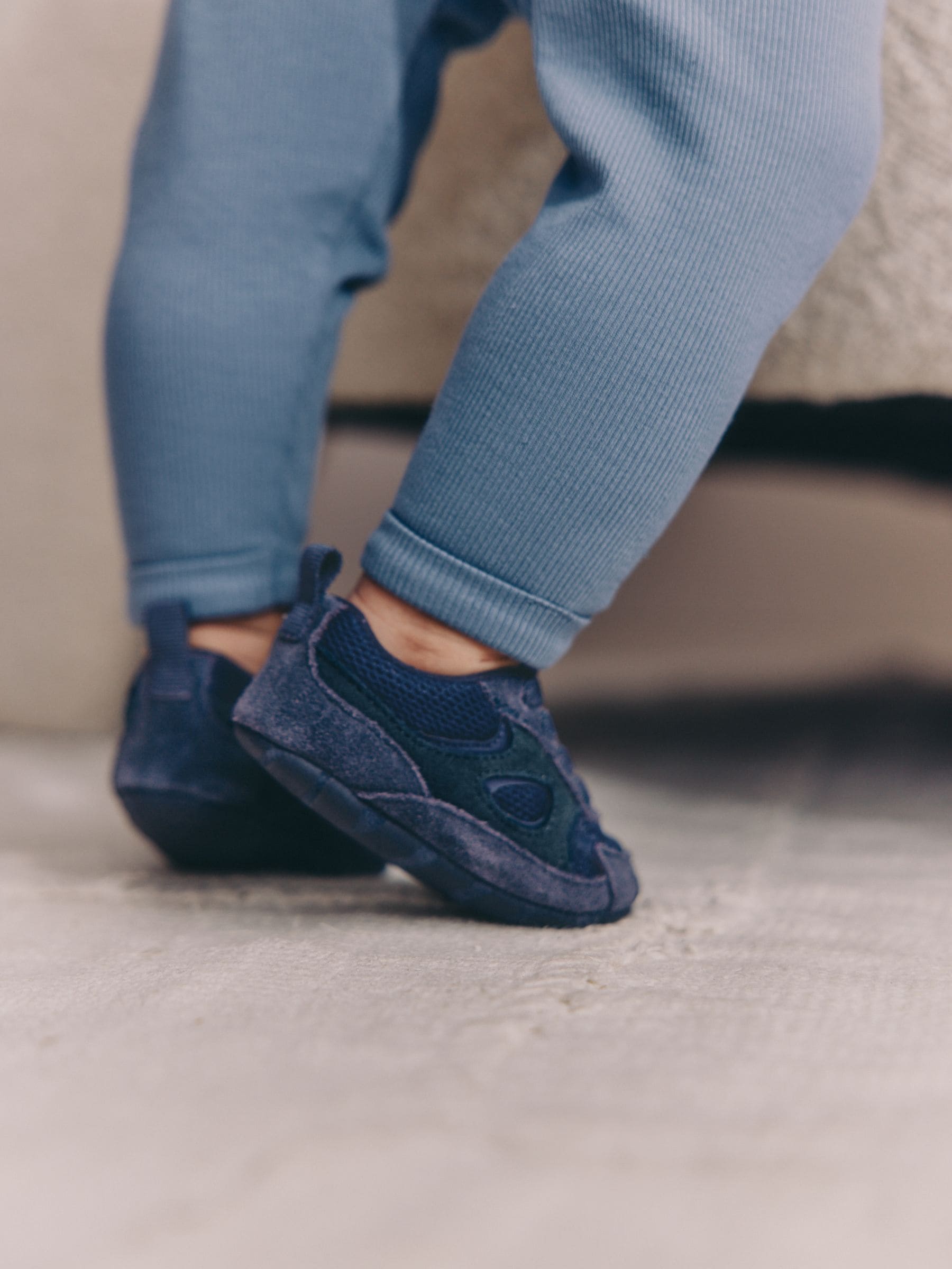Blue Navy Baby Elastic Lace Slip-Ons Trainers (0-2mths) image 2