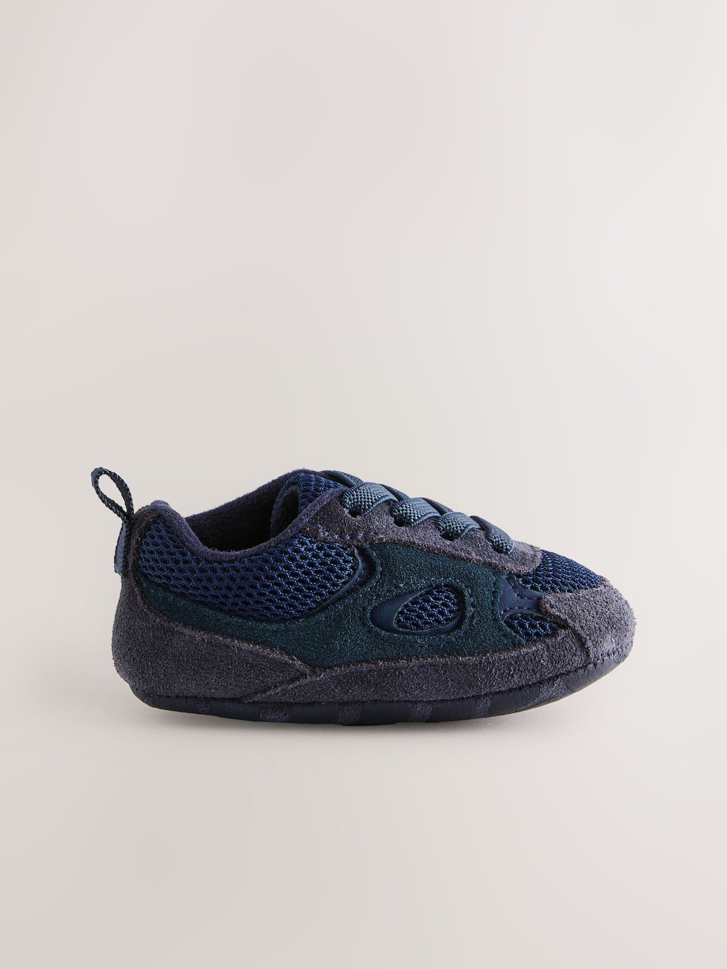 Blue Navy Baby Elastic Lace Slip-Ons Trainers (0-2mths) image 5