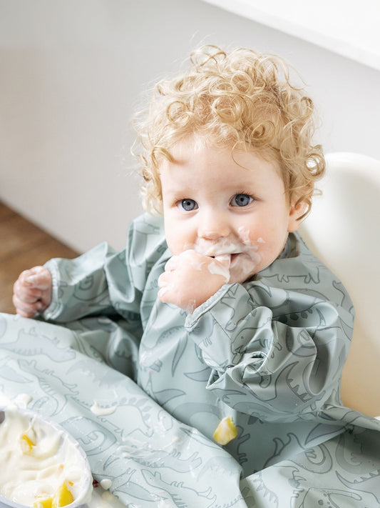 Bibado Green Coverall Weaning Bib - Dino Roar image 1