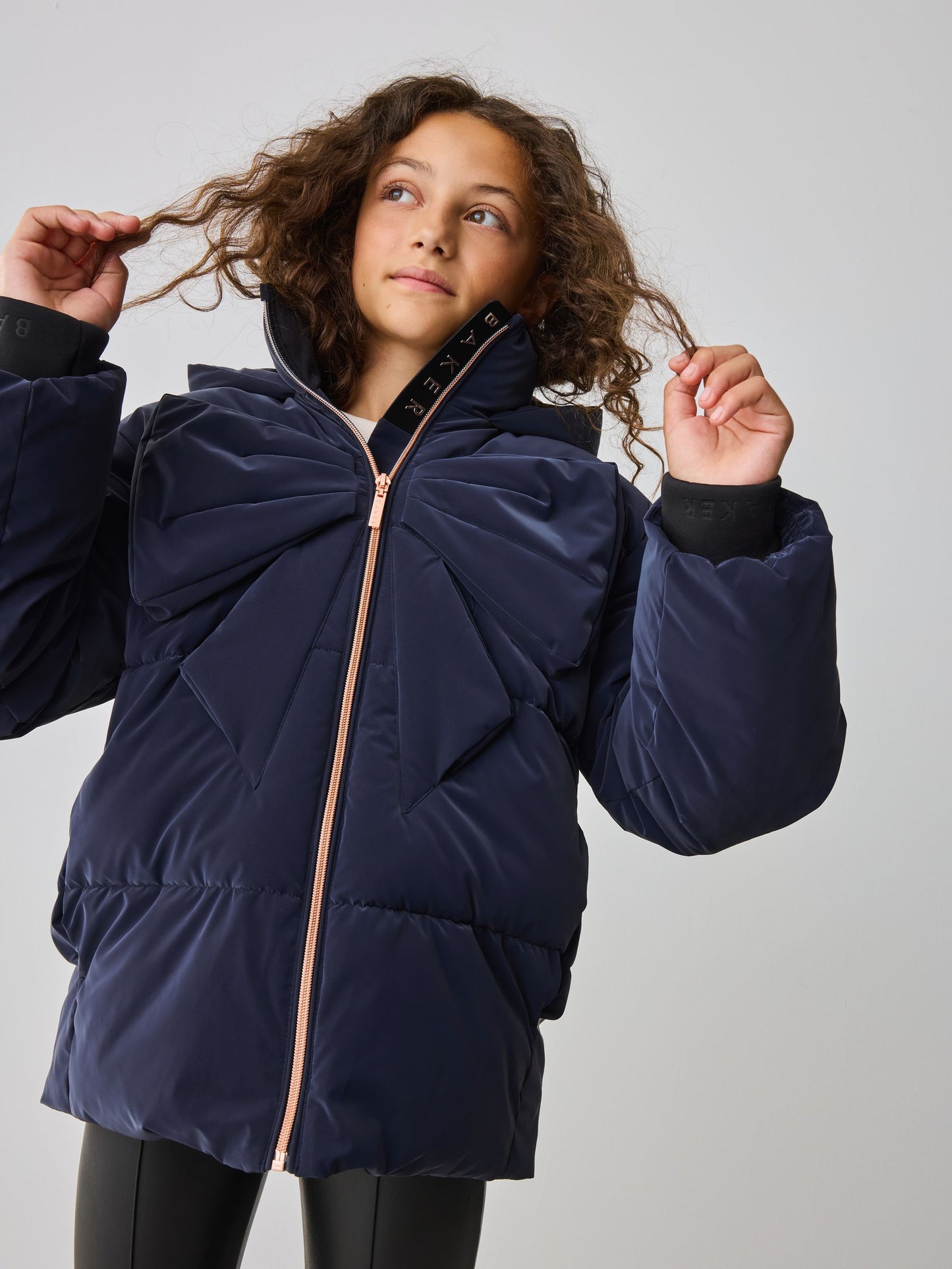 Baker by Ted Baker Navy Shower Resistant Bow Front Padded Coat image 1