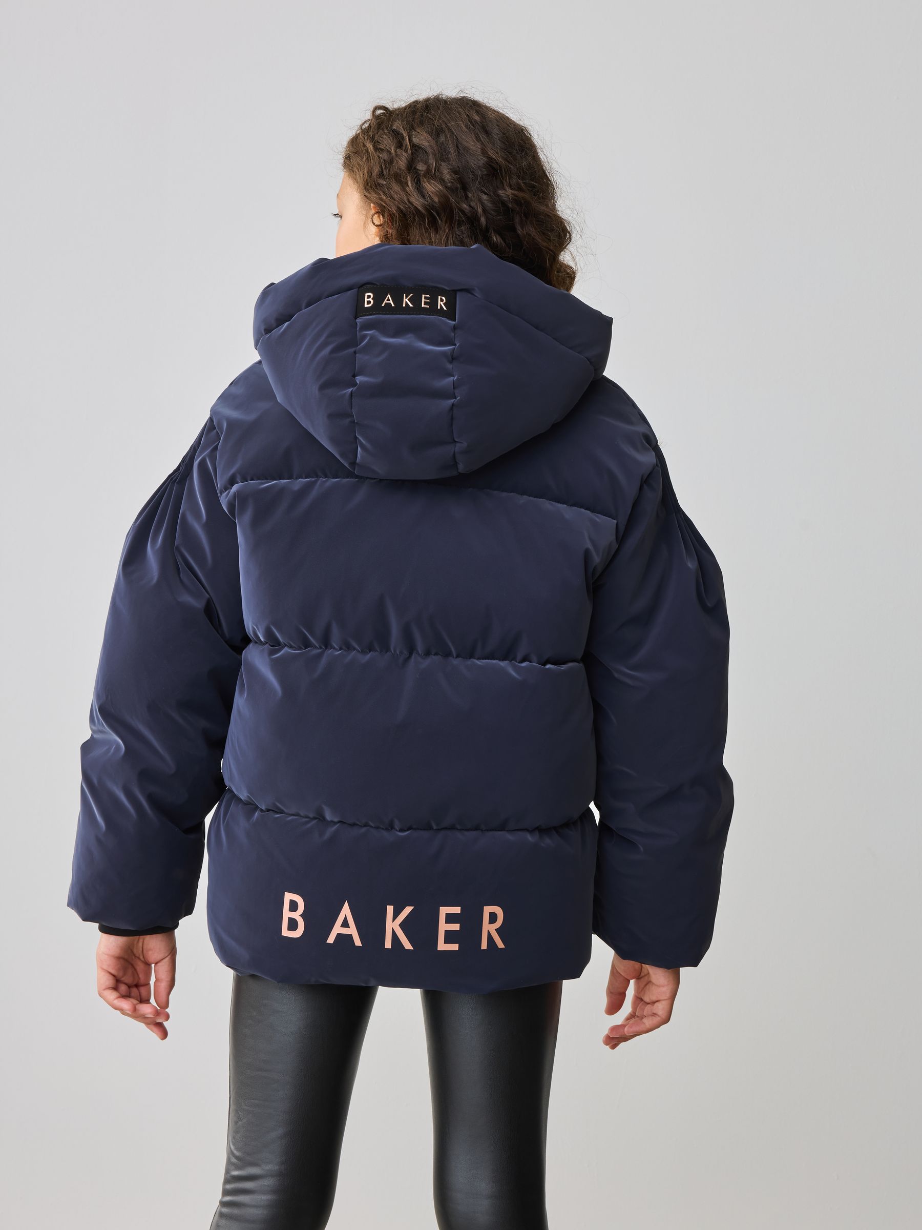Baker by Ted Baker Navy Shower Resistant Bow Front Padded Coat image 2