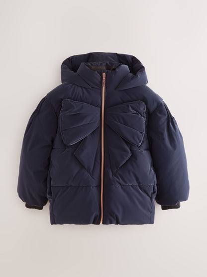 Baker by Ted Baker Navy Shower Resistant Bow Front Padded Coat image 6