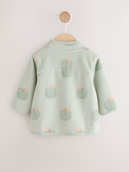 Sage Green Apple Print Baby Micro Fleece Jacket (0mths-2yrs)