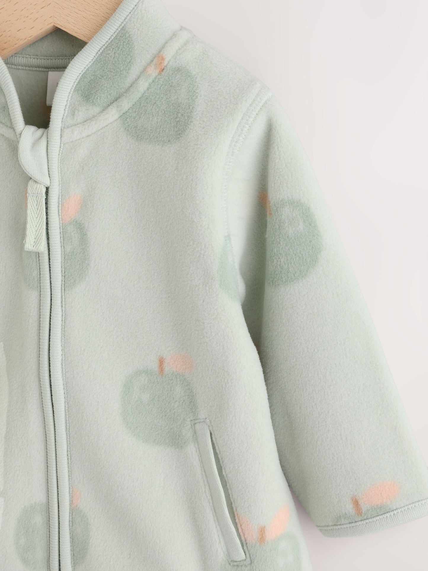 Sage Green Apple Print Baby Micro Fleece Jacket (0mths-2yrs)