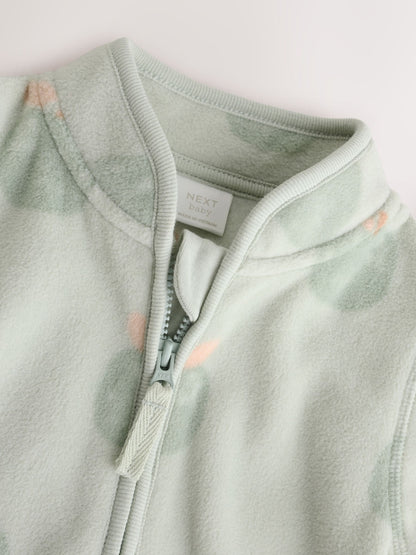 Sage Green Apple Print Baby Micro Fleece Jacket (0mths-2yrs)