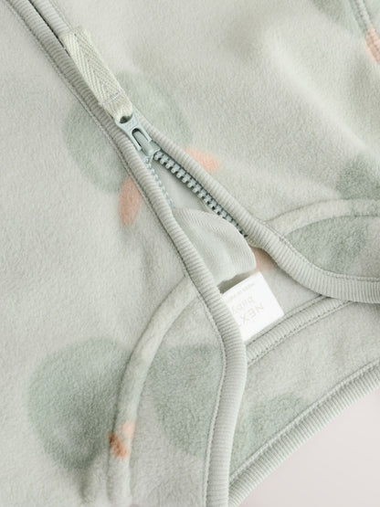 Sage Green Apple Print Baby Micro Fleece Jacket (0mths-2yrs)