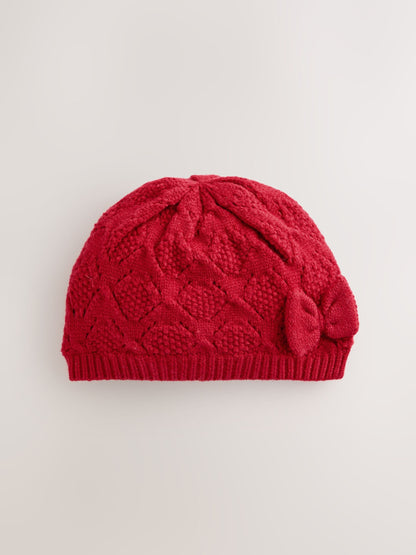 Red Crochet Knitted Baby Hat (0mths-2yrs)